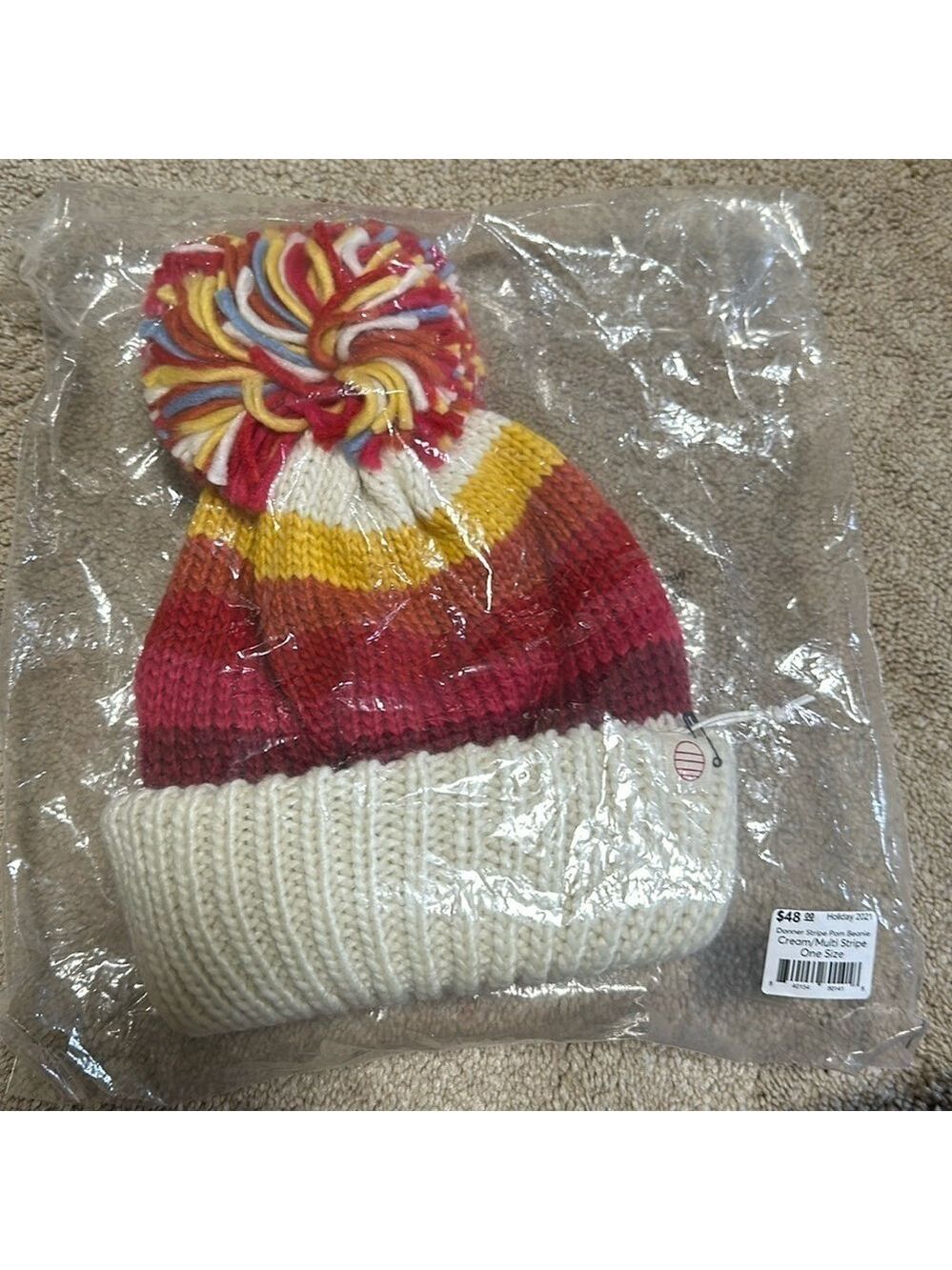Marine Layer Donner Stripe Beanie Cream Multi Stripe